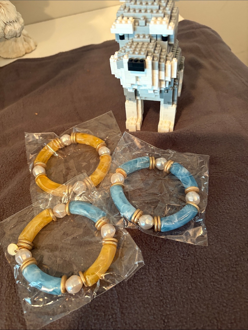 Stretch Bracelet Set - Blue & Yellow